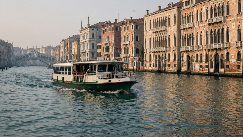 Venedik Büyük Kanal'da vaporetto yolculuğu