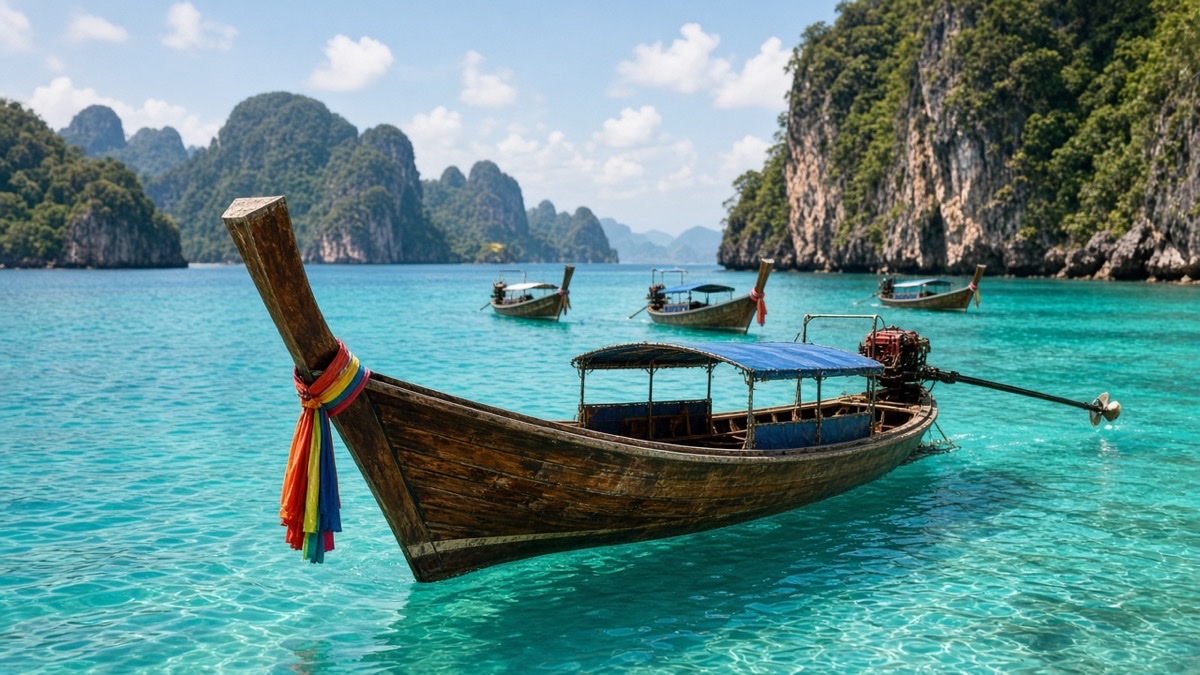 Andaman Denizi’nde geleneksel long-tail tekneler